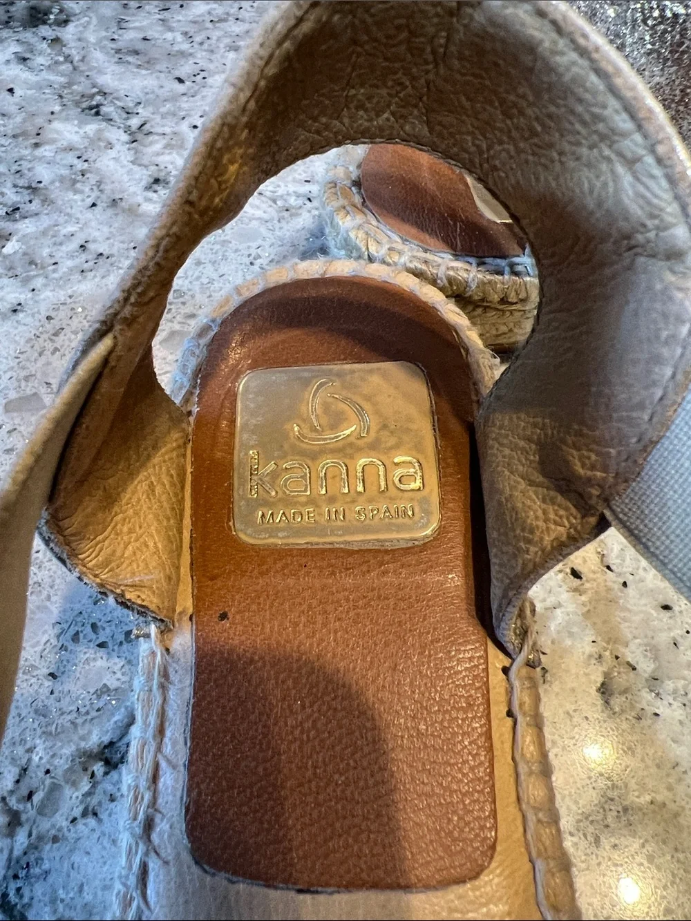 kanna Metallic Silver and Gold Cross-Strap Espadrille Sandals EU38 US7.5/8